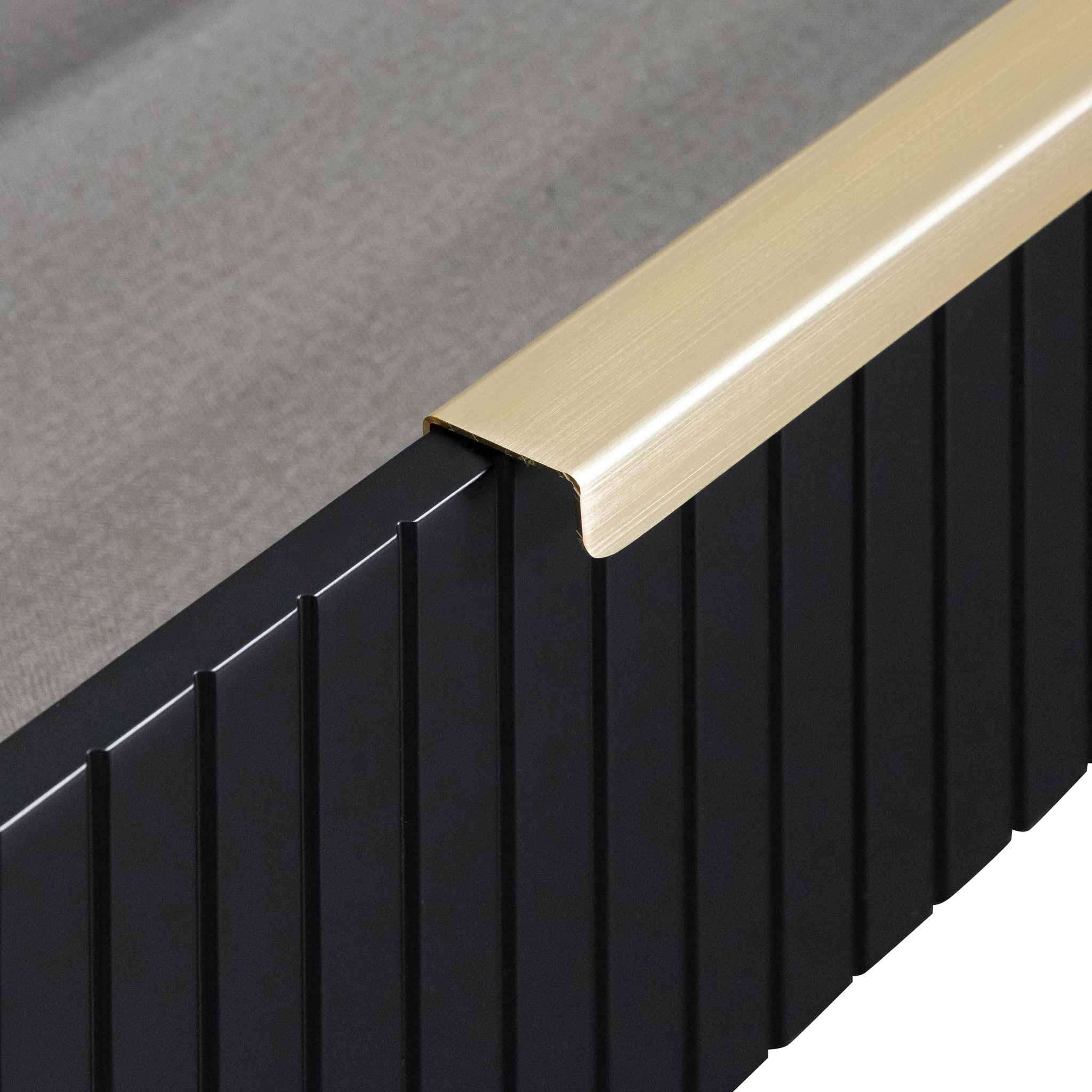 Kendrick Matte Black TV Stand - Brass Legs and Handle - TV Units