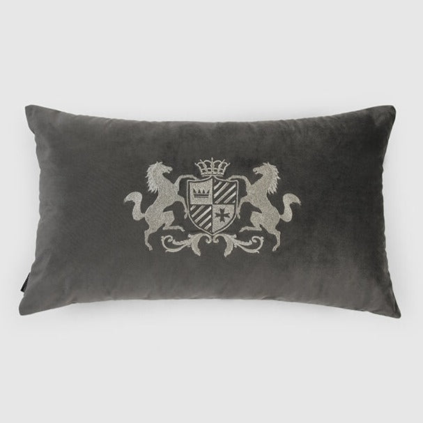 Knighthood Lumbar Pillow Cover , Grey - Pillow Covers