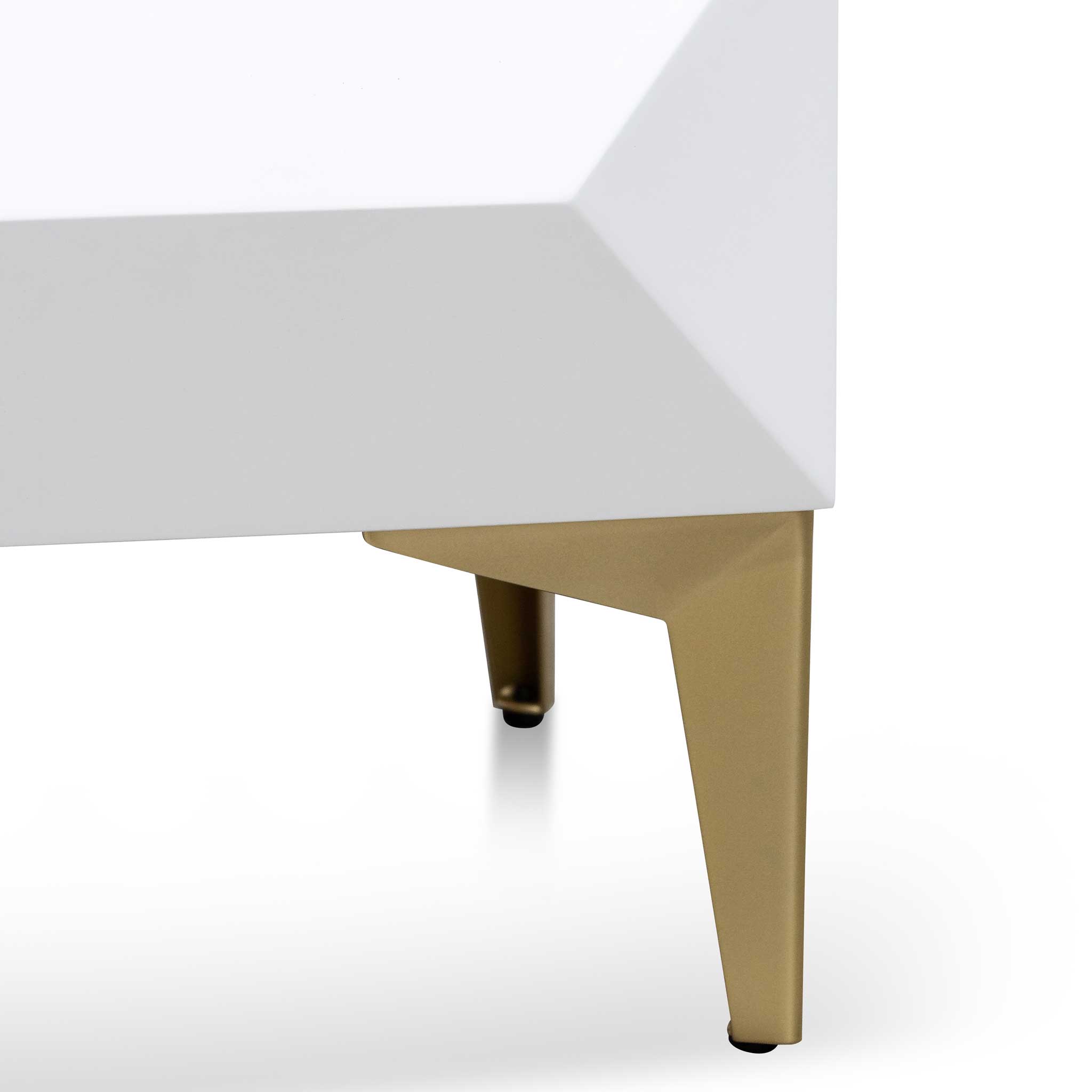 Kora Wooden Side Table - White with Gold Legs - Bedside Tables