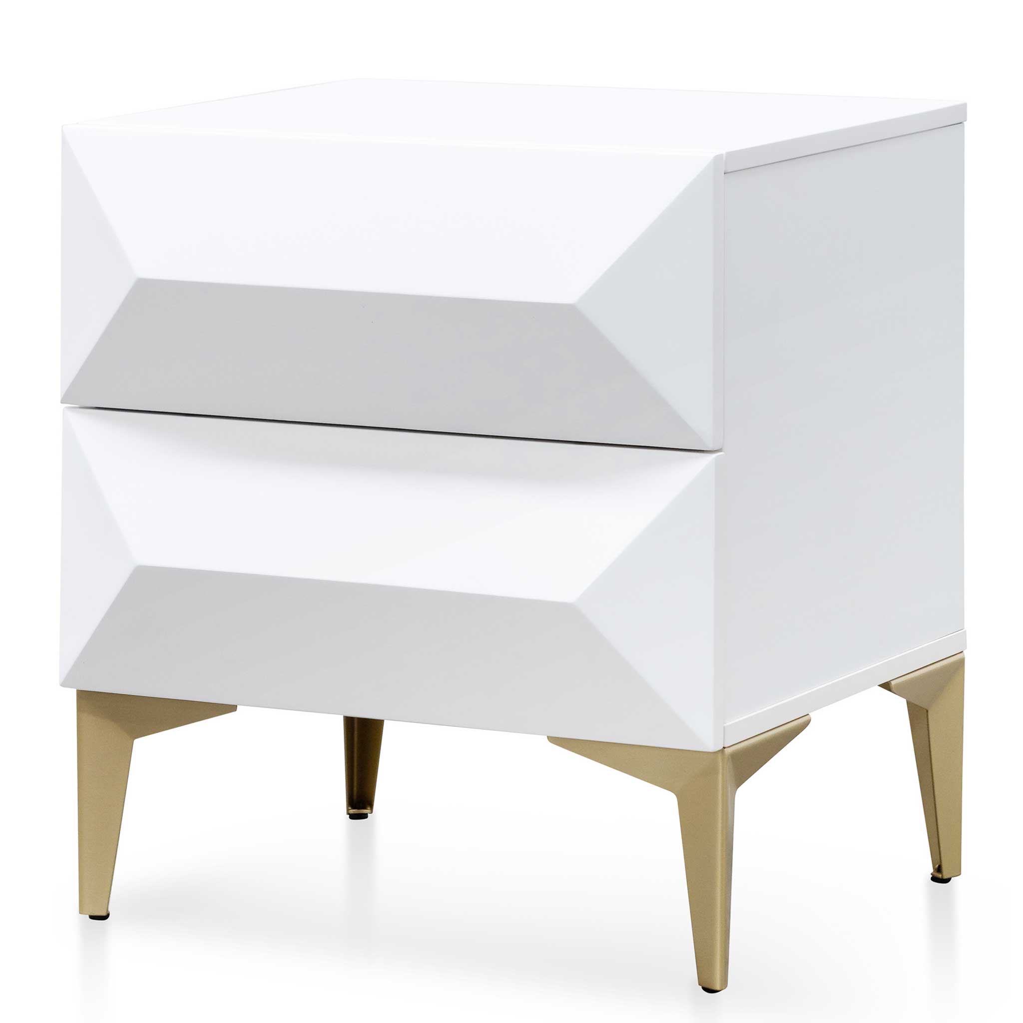 Kora Wooden Side Table - White with Gold Legs - Bedside Tables