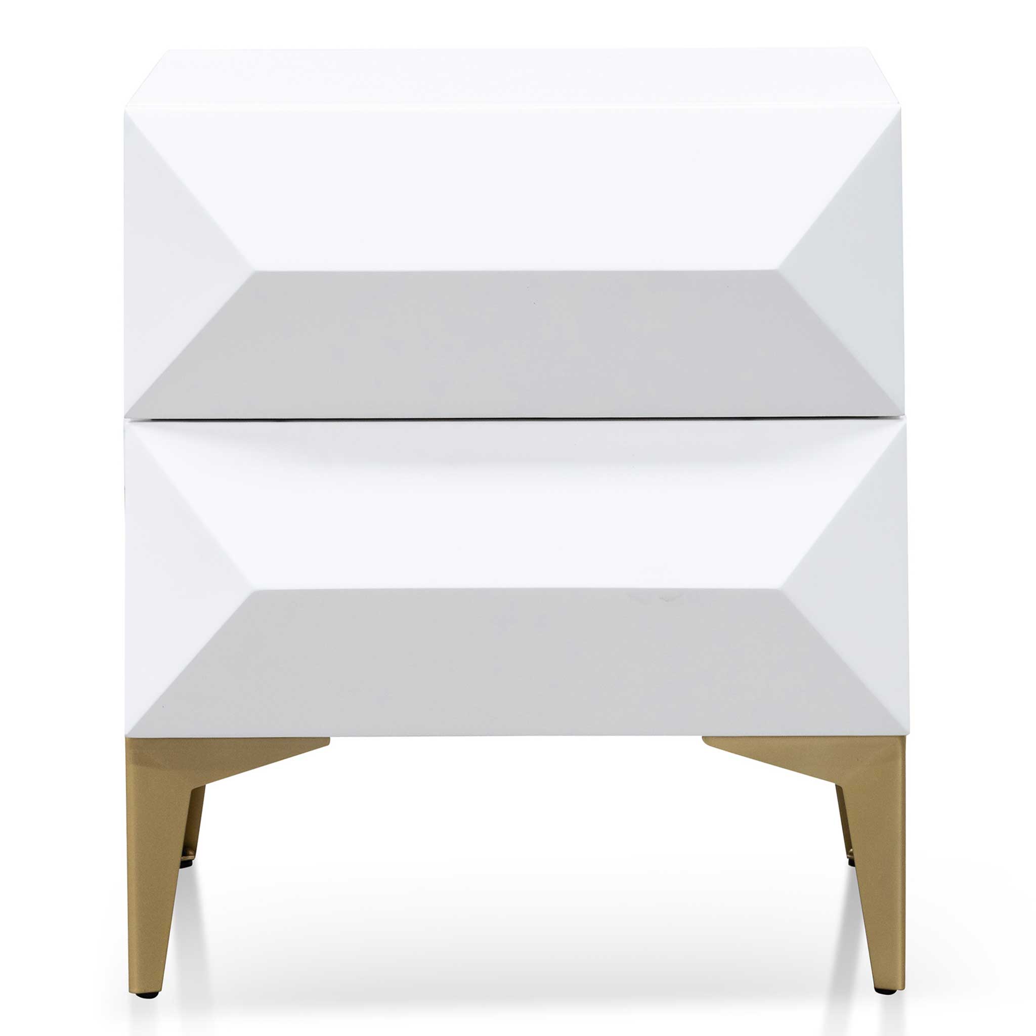 Kora Wooden Side Table - White with Gold Legs - Bedside Tables