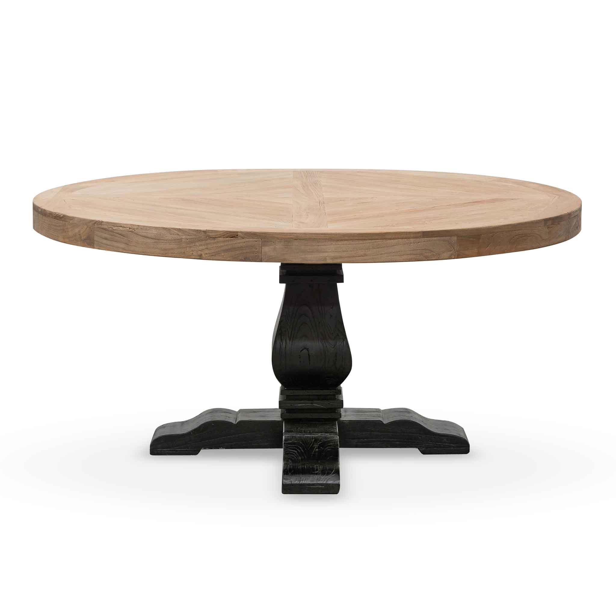 Lara Reclaimed 1.6m Round Dining Table - Natural Top and Black Base - Dining Tables