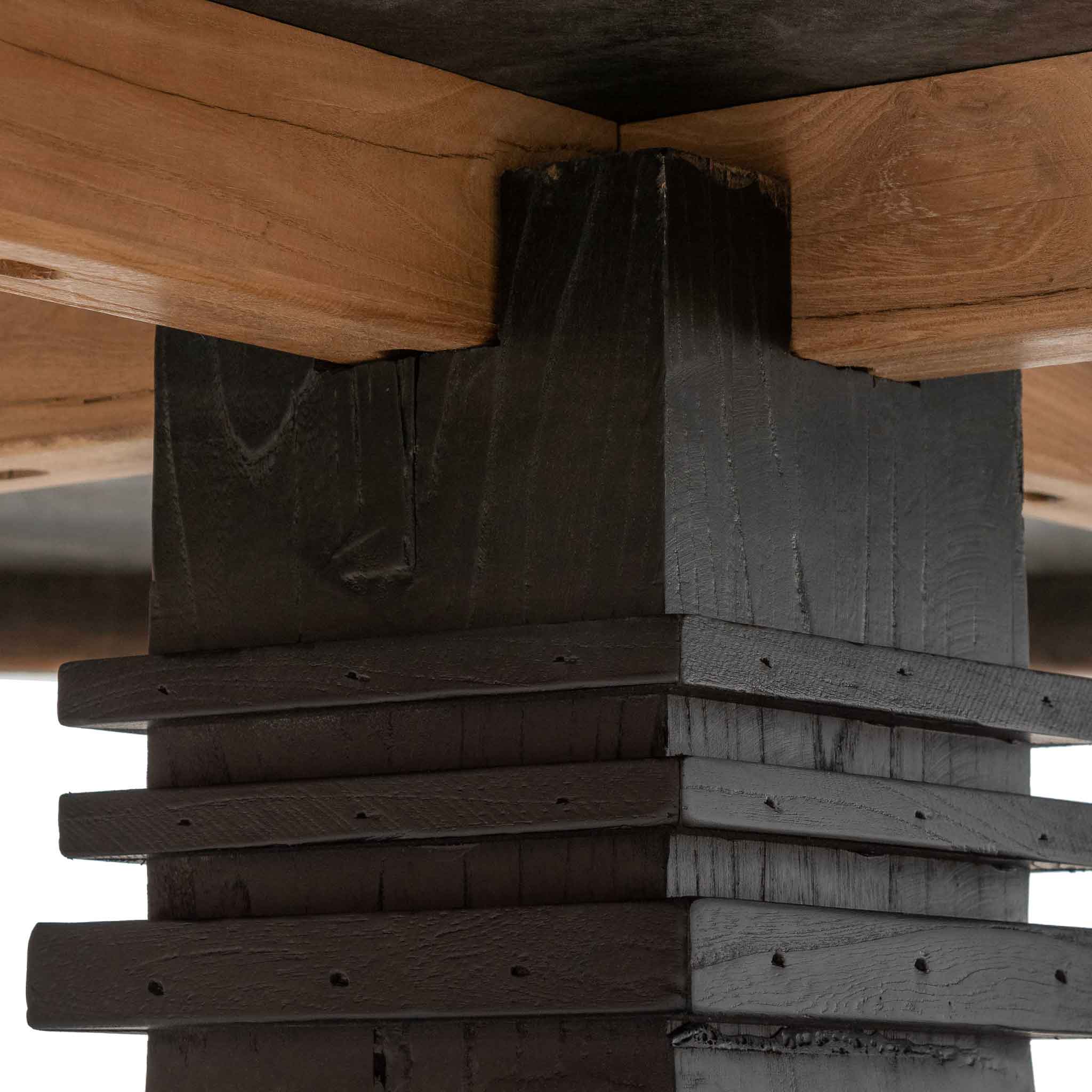 Lara Reclaimed 1.6m Round Dining Table - Natural Top and Black Base - Dining Tables