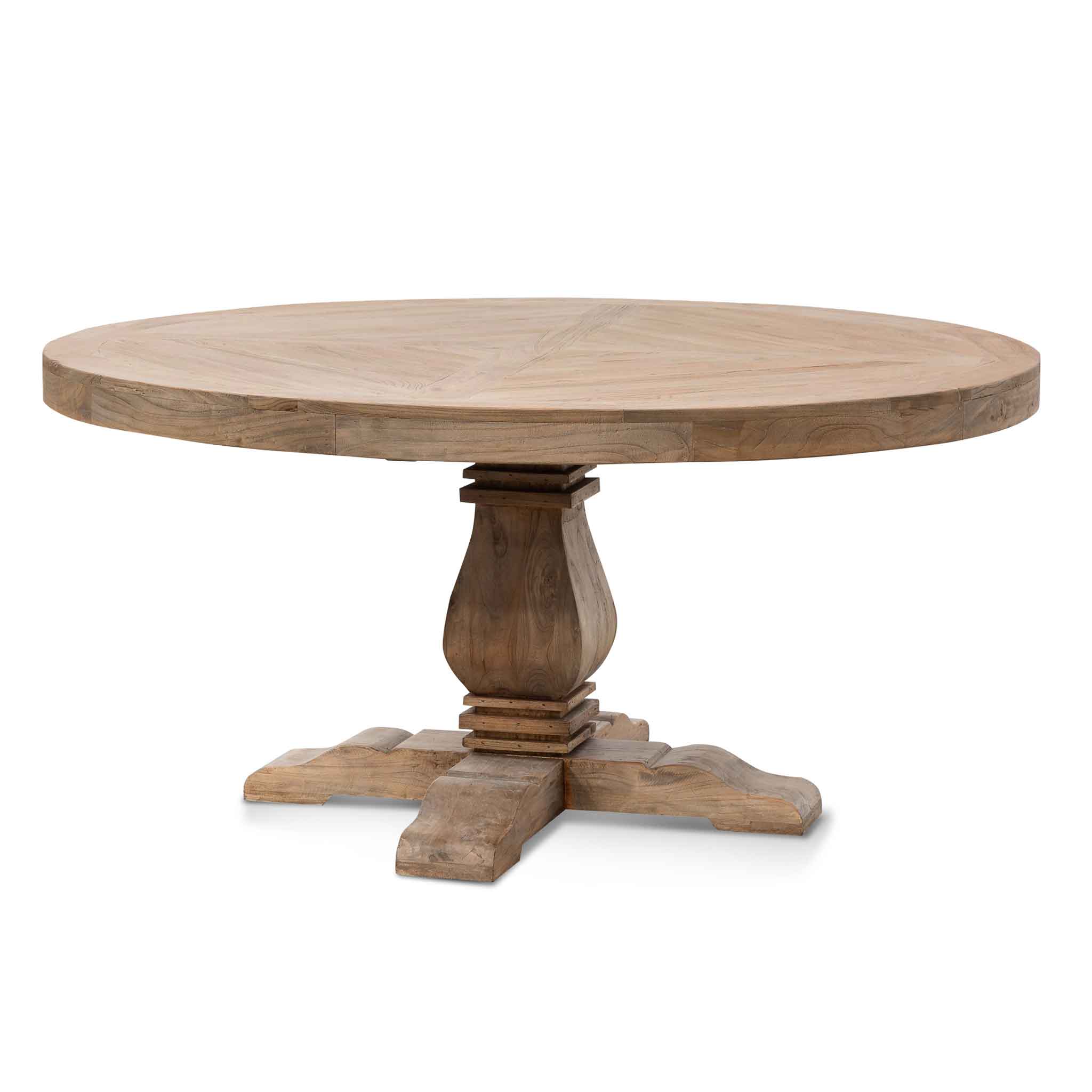 Lara Reclaimed 1.6m Round Dining Table - Natural Top and Natural Base - Dining Tables