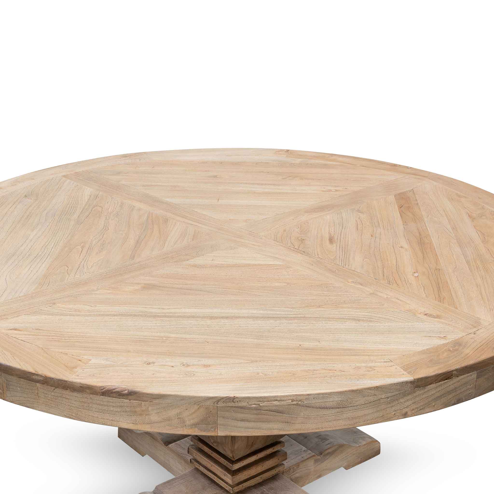 Lara Reclaimed 1.6m Round Dining Table - Natural Top and Natural Base - Dining Tables