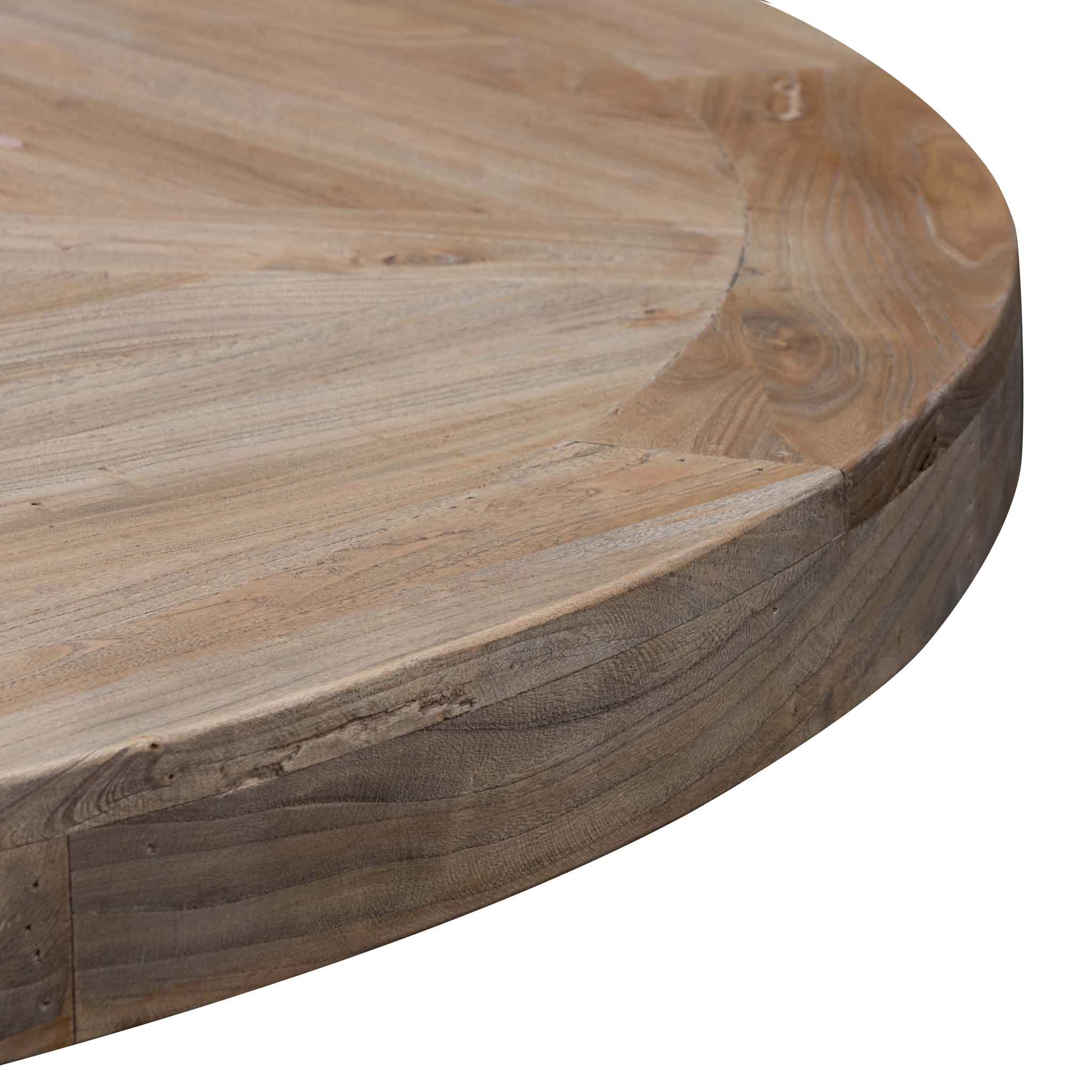 Lara Reclaimed 1.6m Round Dining Table - Natural Top and Natural Base - Dining Tables