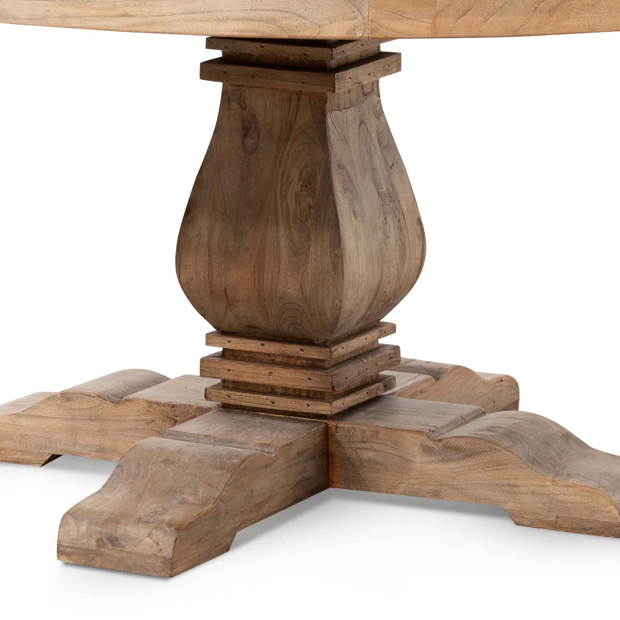 Lara Reclaimed 1.6m Round Dining Table - Natural Top and Natural Base - Dining Tables