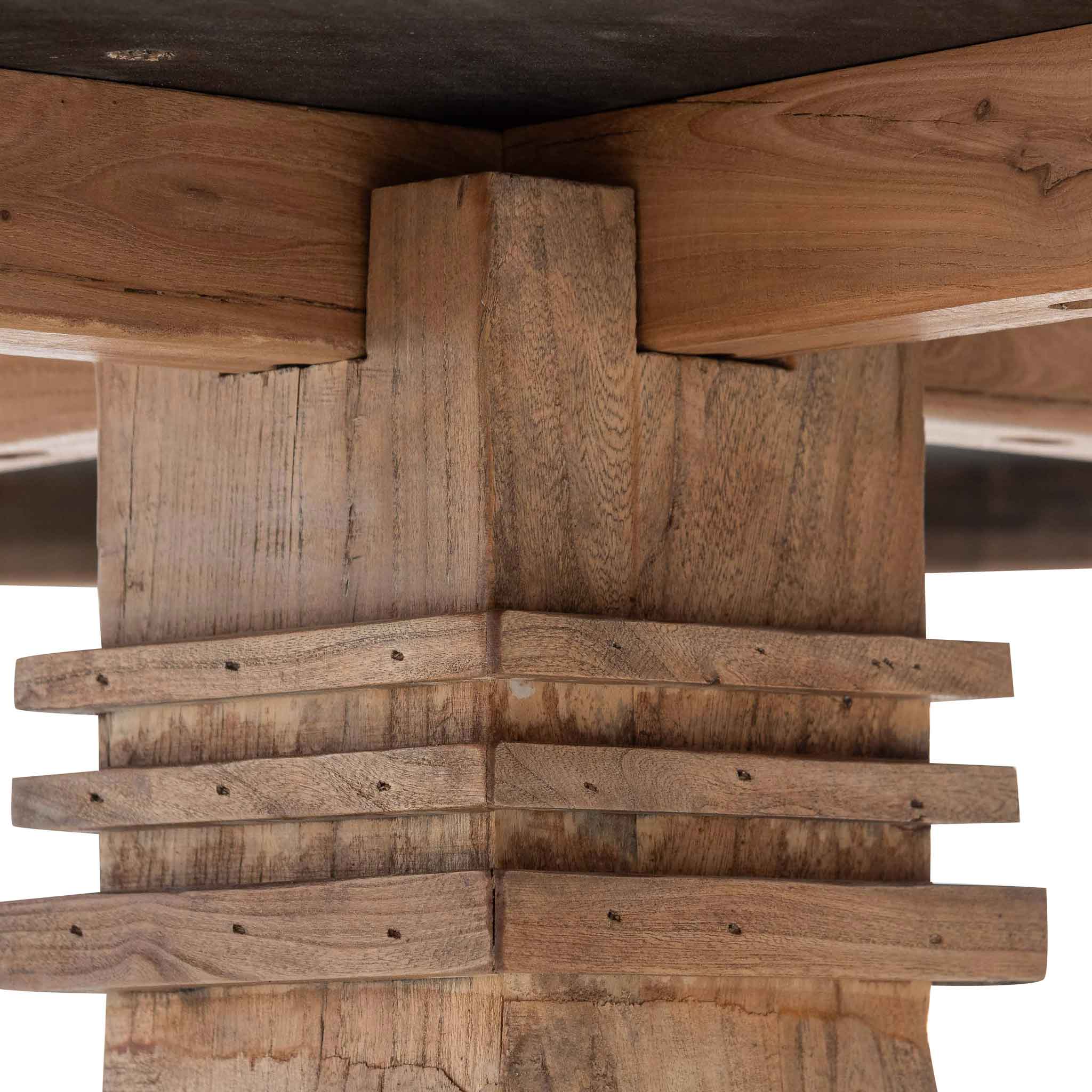 Lara Reclaimed 1.6m Round Dining Table - Natural Top and Natural Base - Dining Tables