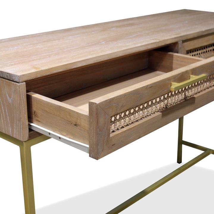 Leila Timber & Rattan Console - Natural - Console