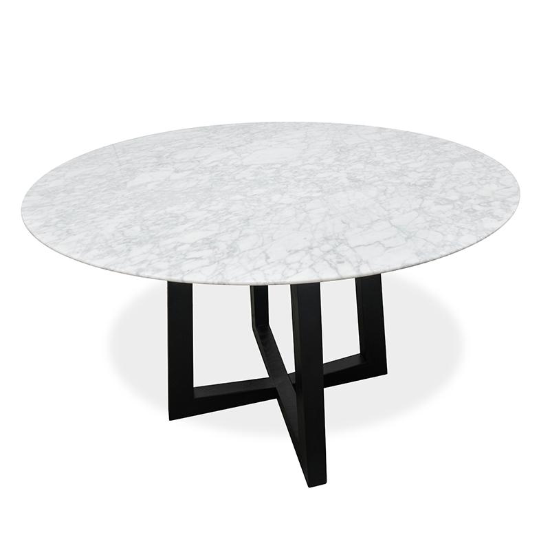 Leo 1.15m Round Marble Dining Table - Black Base - Dining Tables