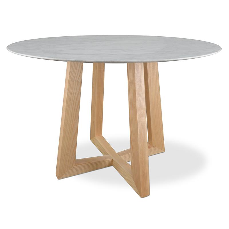 Leo 1.15m Round Marble Dining Table - Natural - Dining Tables