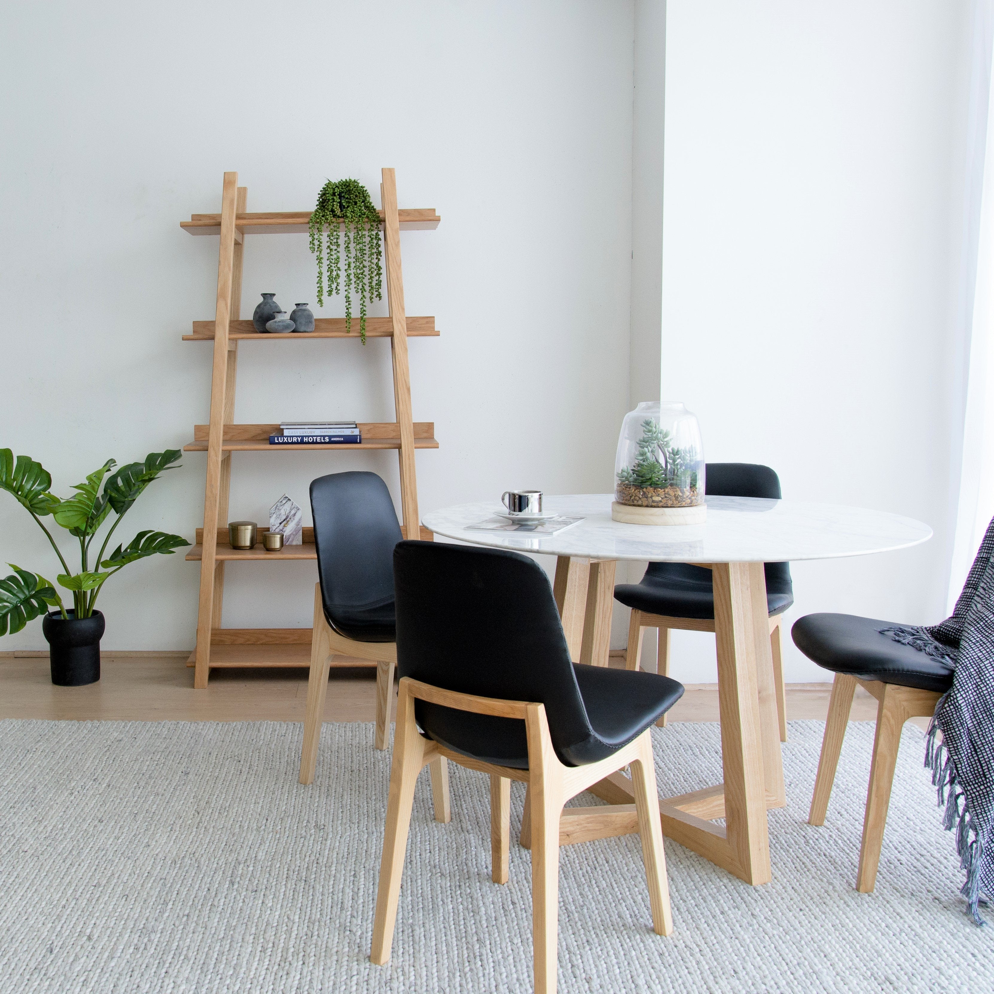 Leo 1.15m Round Marble Dining Table - Natural - Dining Tables