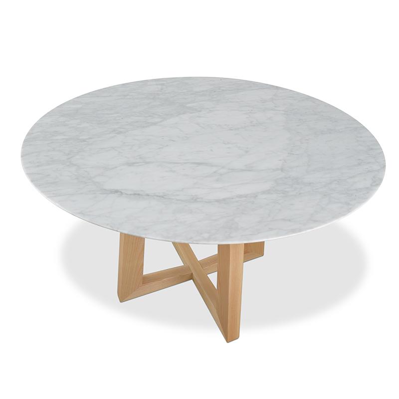 Leo 1.15m Round Marble Dining Table - Natural - Dining Tables