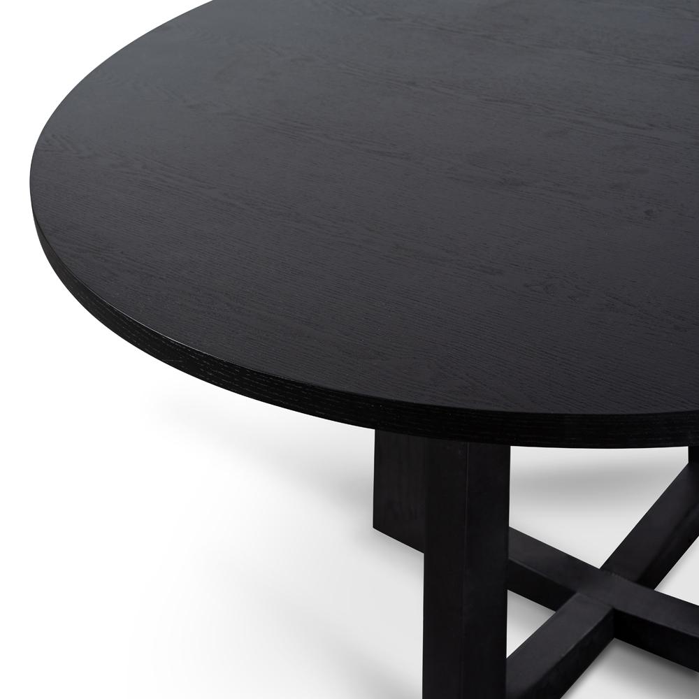 Leo 1.2m Round Wooden Dining Table - Black - Dining Tables