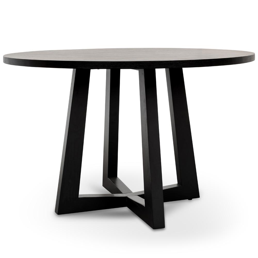 Leo 1.2m Round Wooden Dining Table - Black - Dining Tables