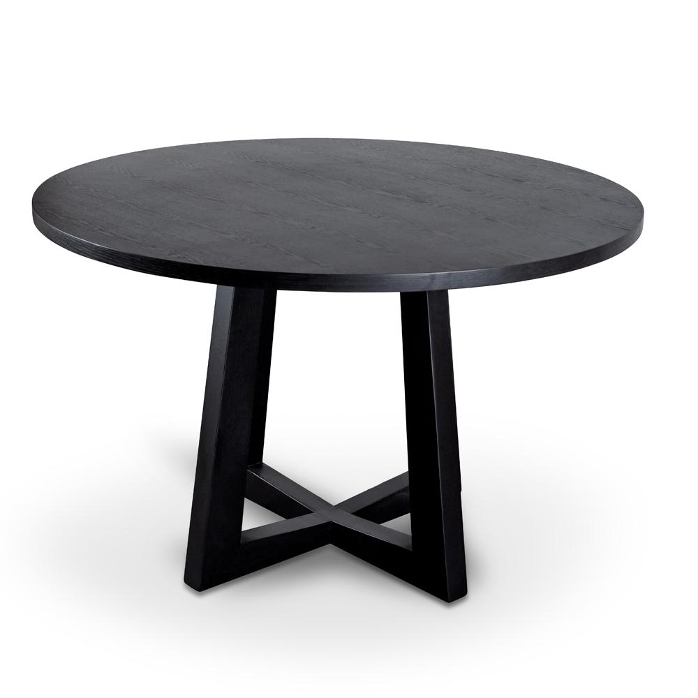 Leo 1.2m Round Wooden Dining Table - Black - Dining Tables