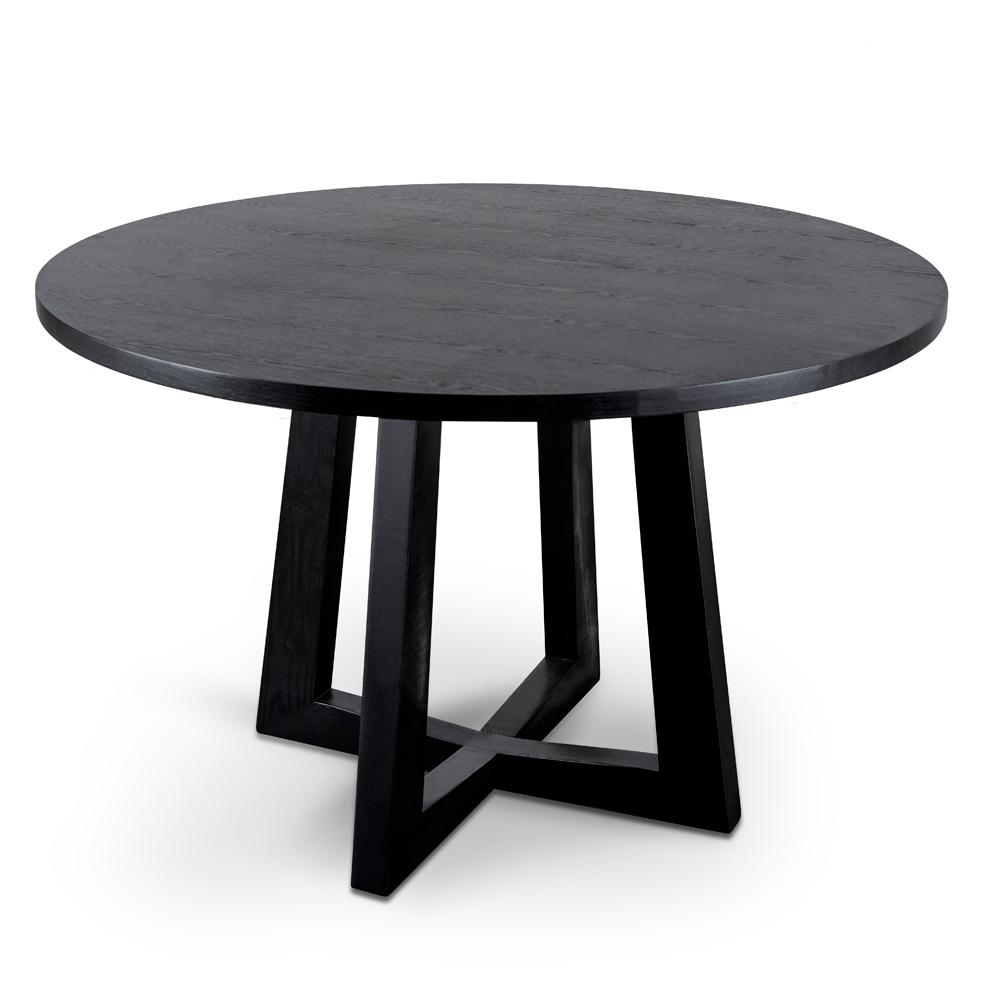 Leo 1.2m Round Wooden Dining Table - Black - Dining Tables
