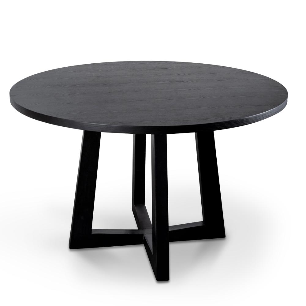 Leo 1.2m Round Wooden Dining Table - Black - Dining Tables