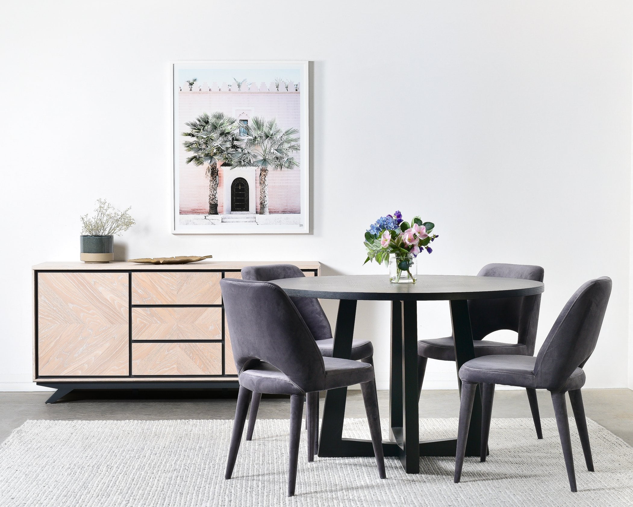 Leo 1.5m Round Wooden Dining Table - Black - Dining Tables