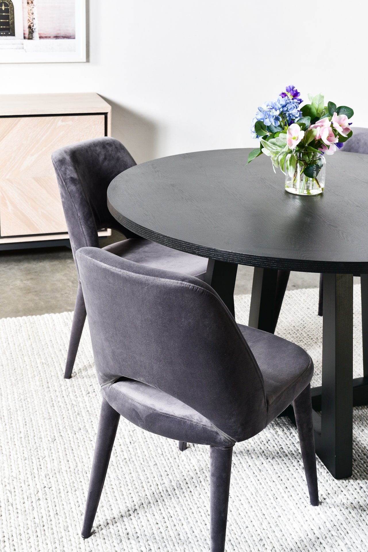 Leo 1.5m Round Wooden Dining Table - Black - Dining Tables