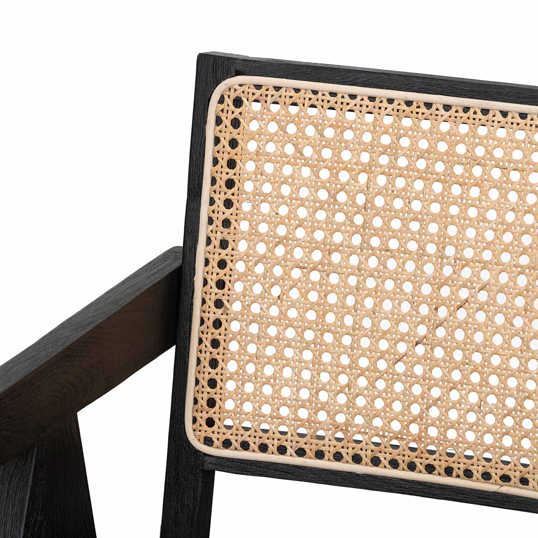 Leo Rattan Dining Chair - Black - Dining Chairs