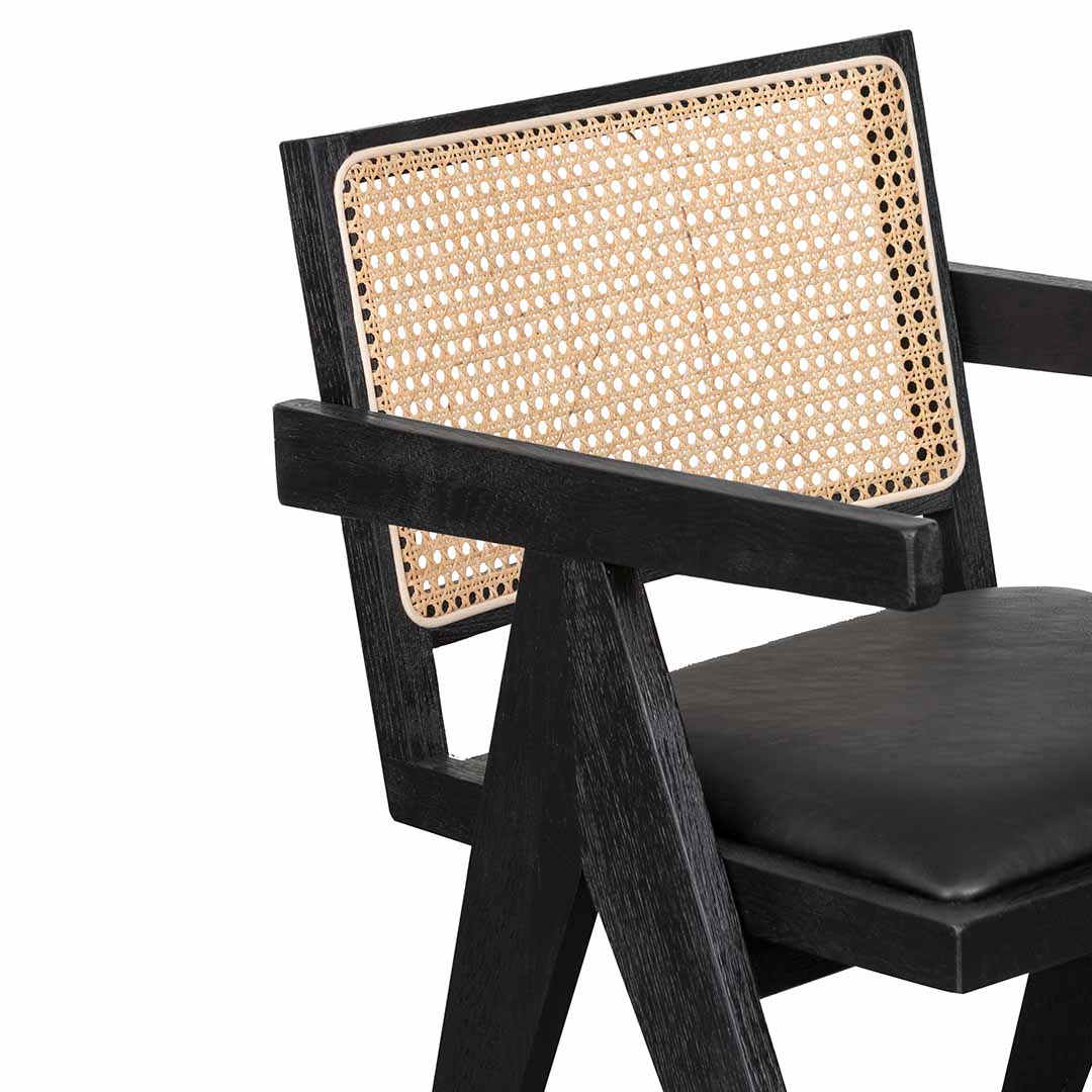 Leo Rattan Dining Chair - Black - Dining Chairs