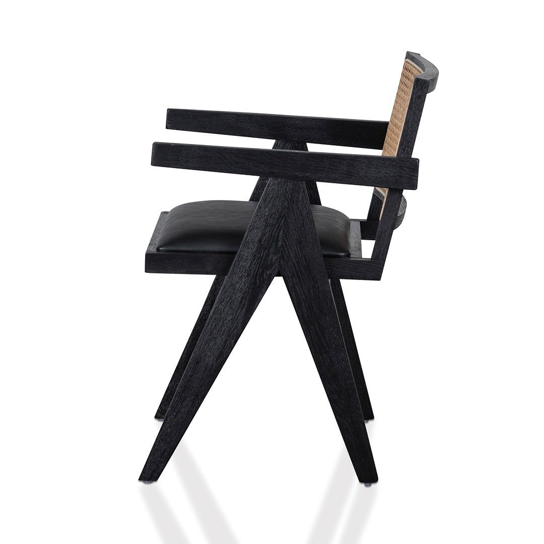Leo Rattan Dining Chair - Black - Dining Chairs