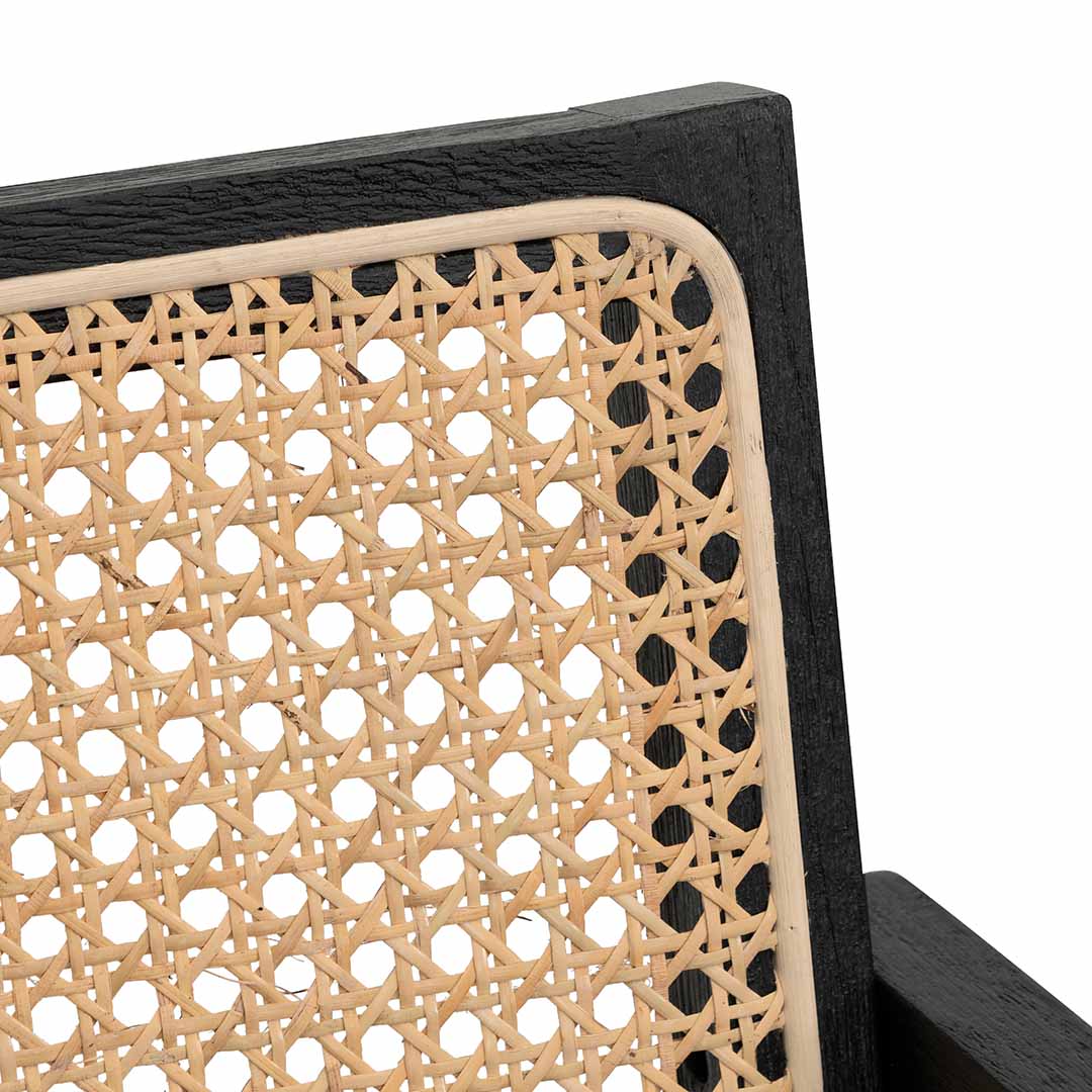 Leo Rattan Dining Chair - Black - Dining Chairs