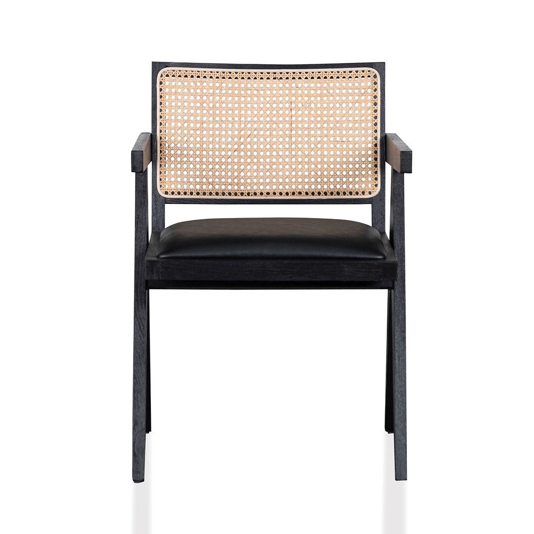 Leo Rattan Dining Chair - Black - Dining Chairs
