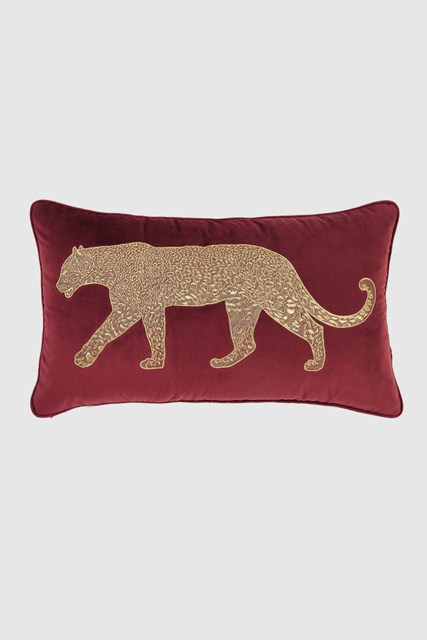 Leopard Velvet Pillow Cover , Red - Pillow Covers