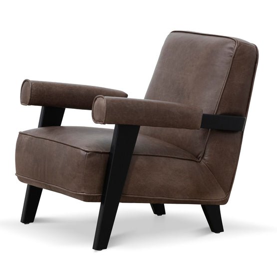 Liam Armchair - Dark Brown Leather - Armchairs