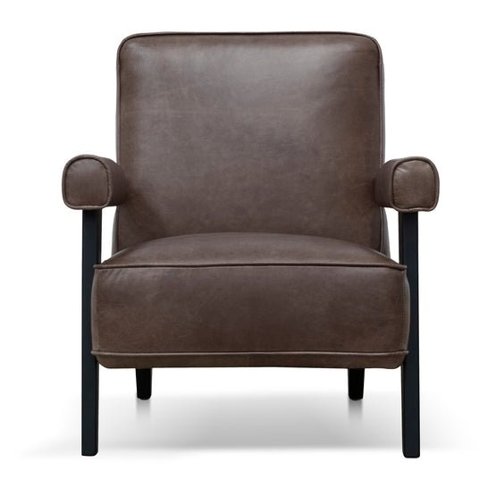 Liam Armchair - Dark Brown Leather - Armchairs