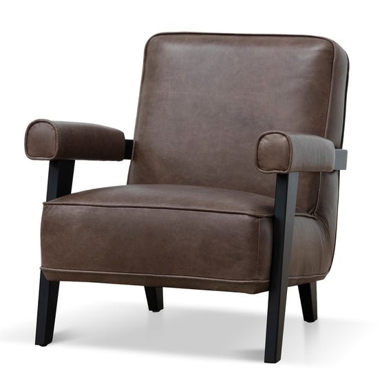 Liam Armchair - Dark Brown Leather - Armchairs