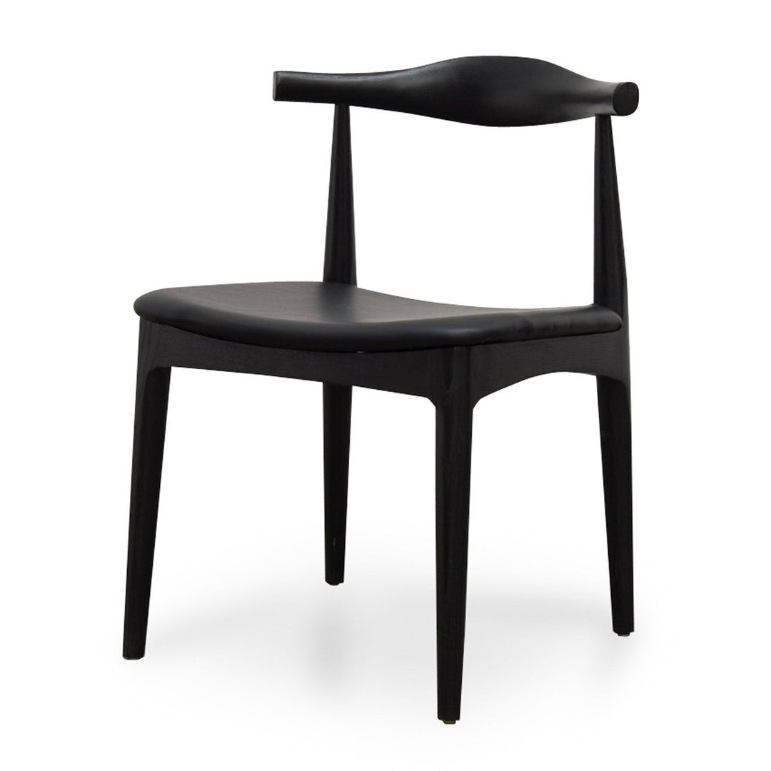 Liam Fabric Dining Chair - Full Black with Leather Seat - Dining Chairs