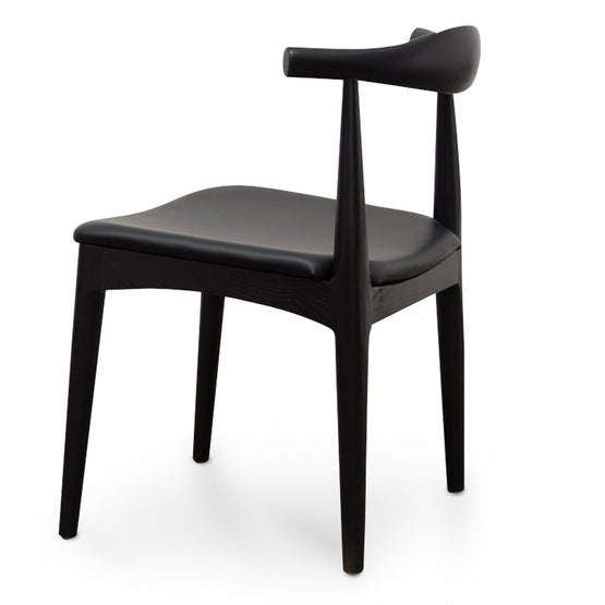 Liam Fabric Dining Chair - Full Black with Leather Seat - Dining Chairs