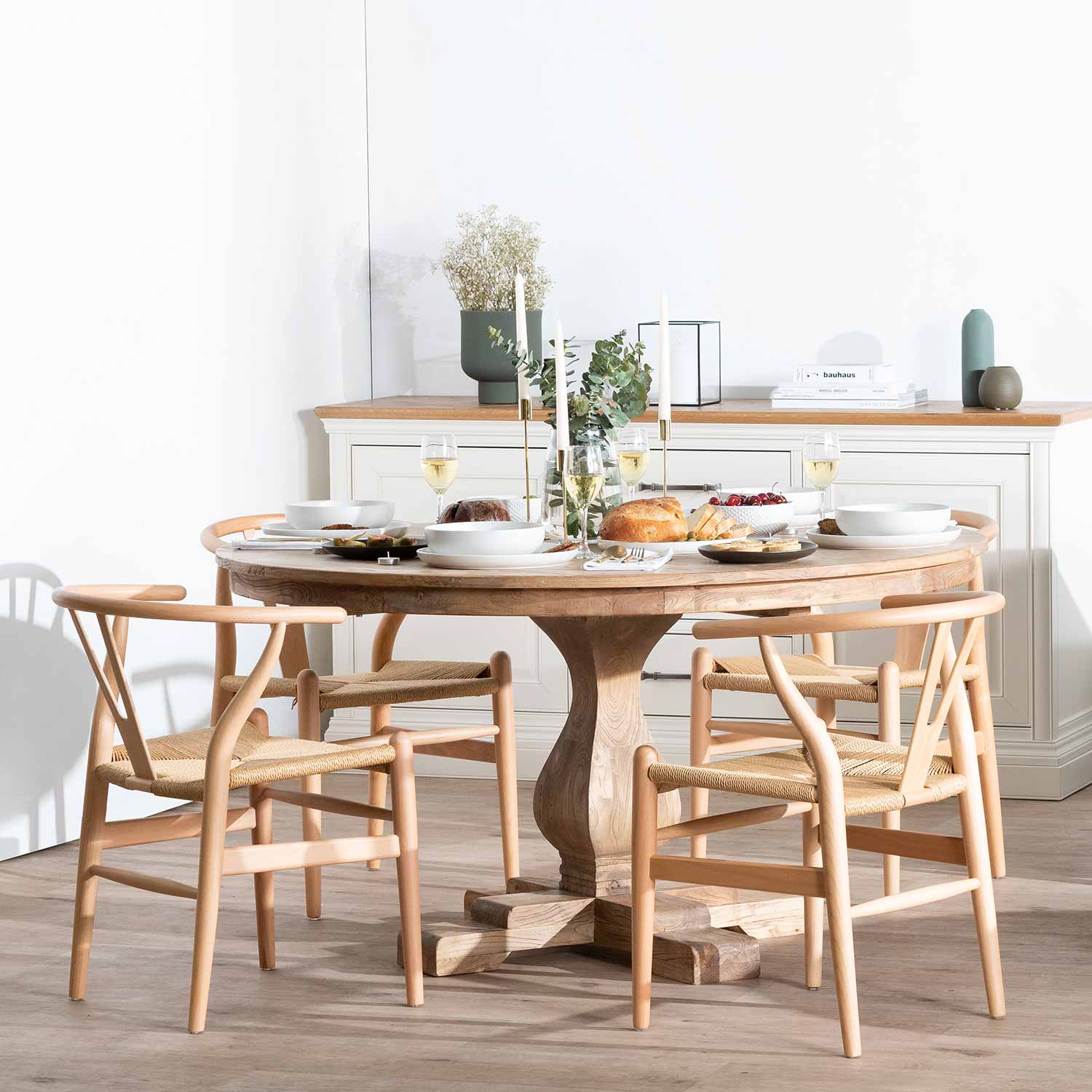 Liam Reclaimed 1.4m Round Dining Table - Rustic Natural - Dining Tables