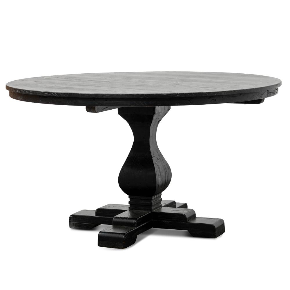 Liam Reclaimed Wood 1.4m Round Dining Table - Rustic Black - Dining Tables