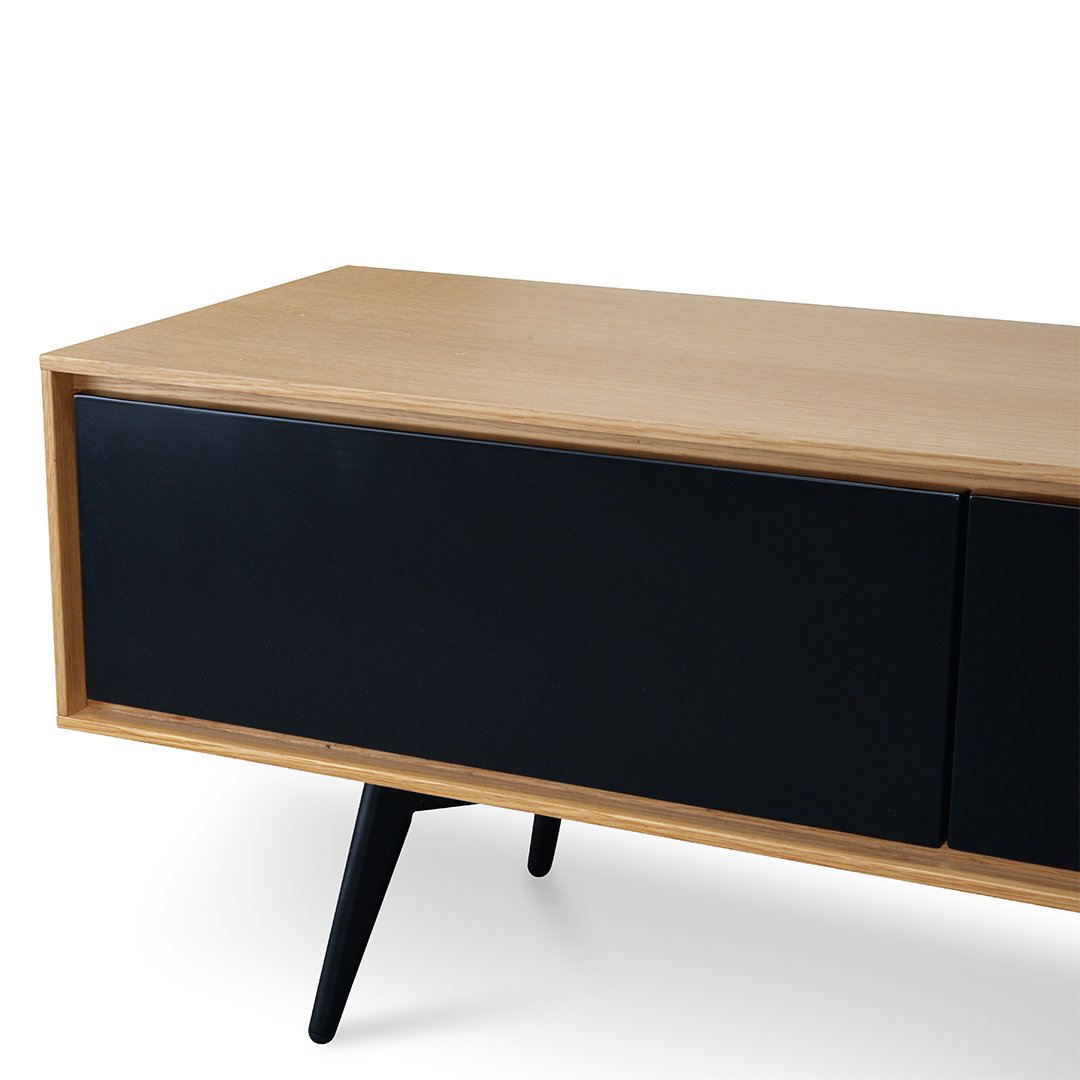 Liam Wooden TV Stand With Black Drawers - Natural - TV Units