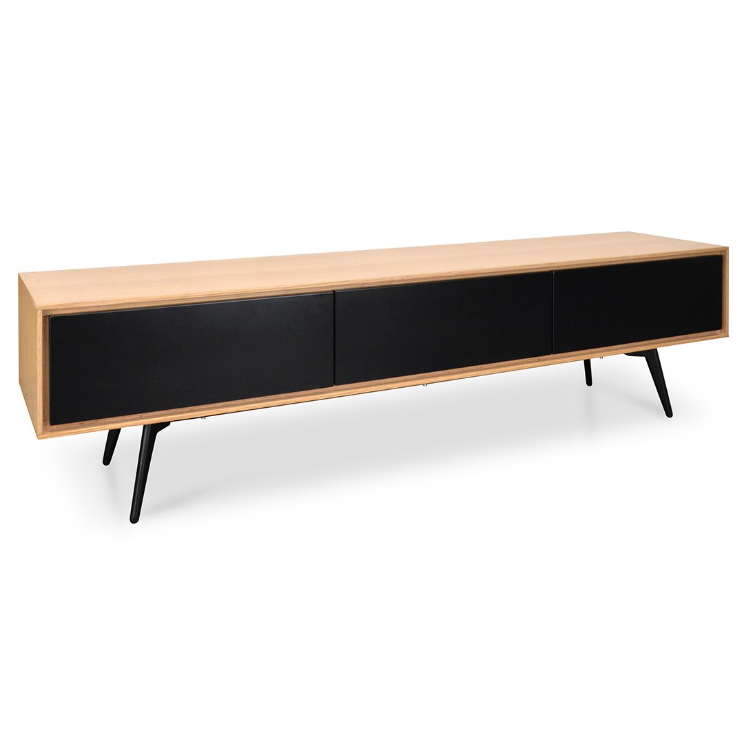 Liam Wooden TV Stand With Black Drawers - Natural - TV Units