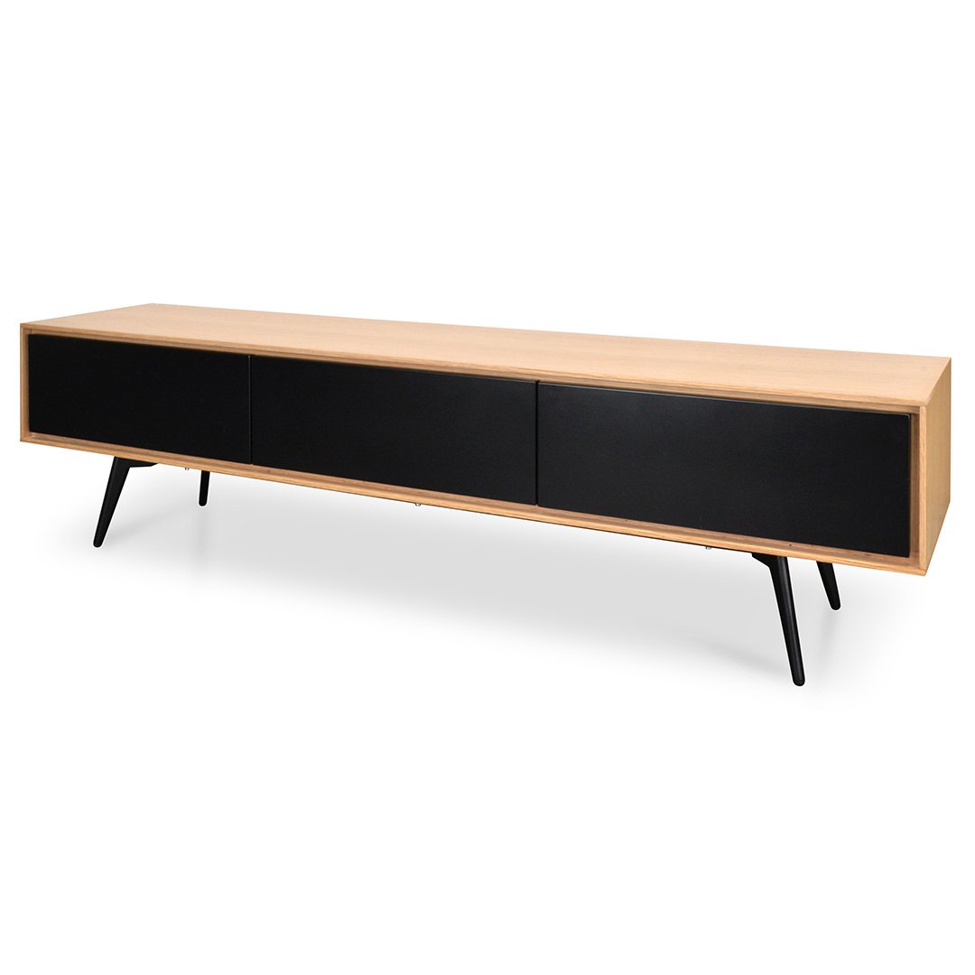Liam Wooden TV Stand With Black Drawers - Natural - TV Units