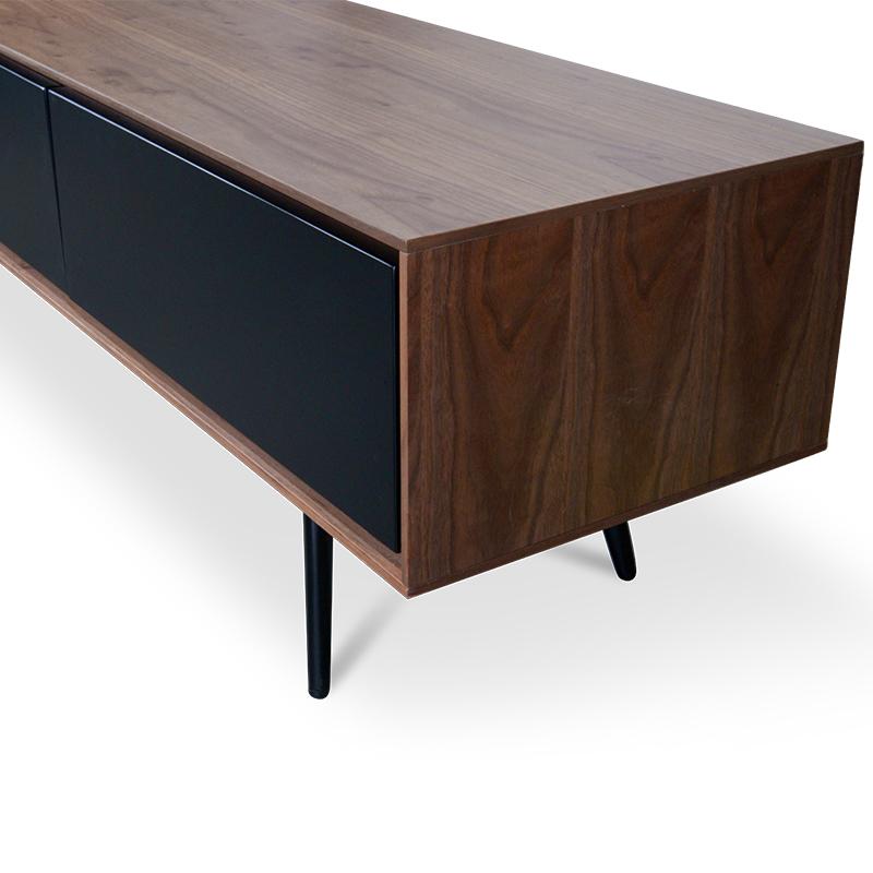 Liam Wooden TV Stand With Black Matte Drawers - Walnut - TV Units