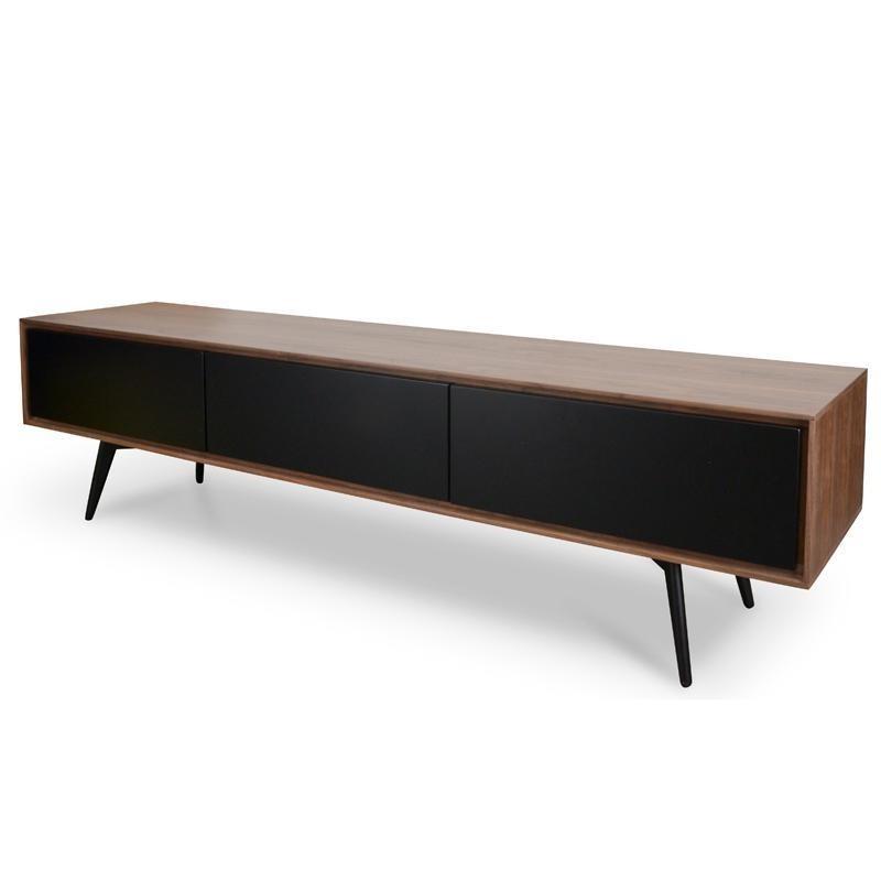 Liam Wooden TV Stand With Black Matte Drawers - Walnut - TV Units