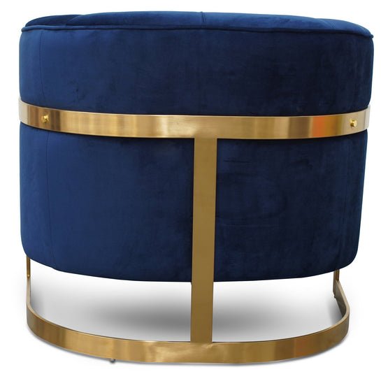 Lila Armchair - Blue Velvet - Brushed Gold Base - Armchairs