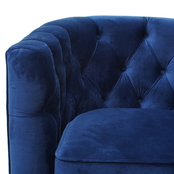 Lila Armchair - Blue Velvet - Brushed Gold Base - Armchairs