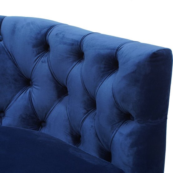 Lila Armchair - Blue Velvet - Brushed Gold Base - Armchairs