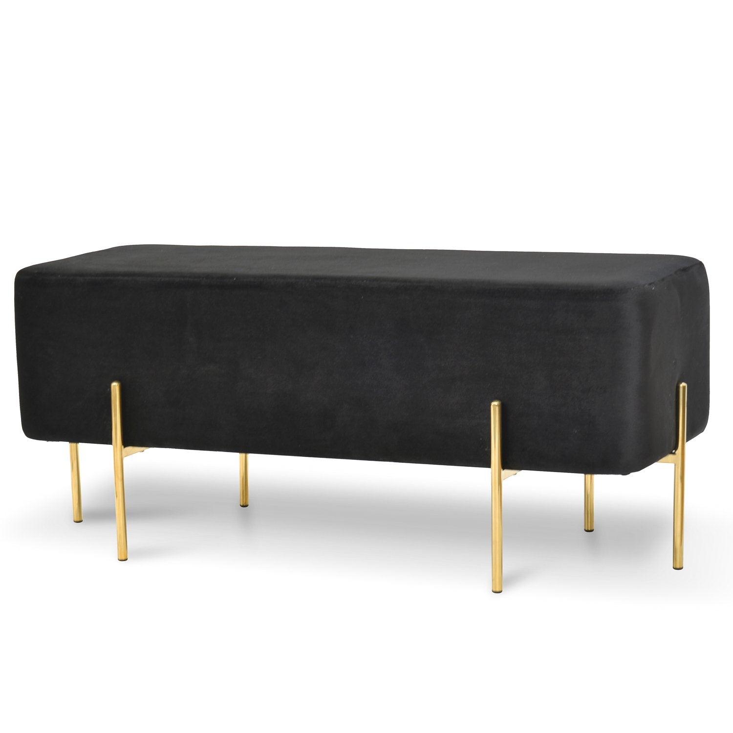 Lila Ottoman - Black Velvet Seat - Ottomans