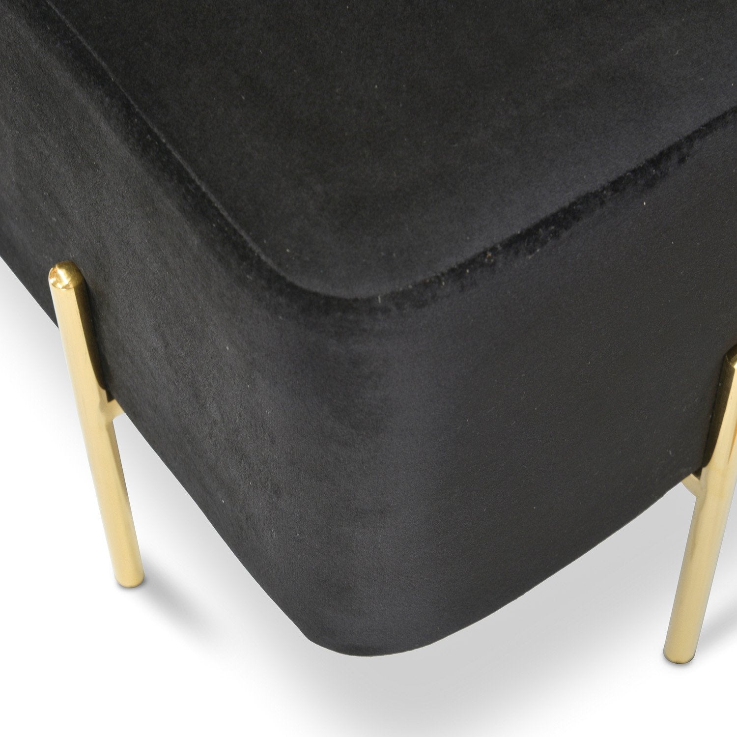 Lila Ottoman - Black Velvet Seat - Ottomans