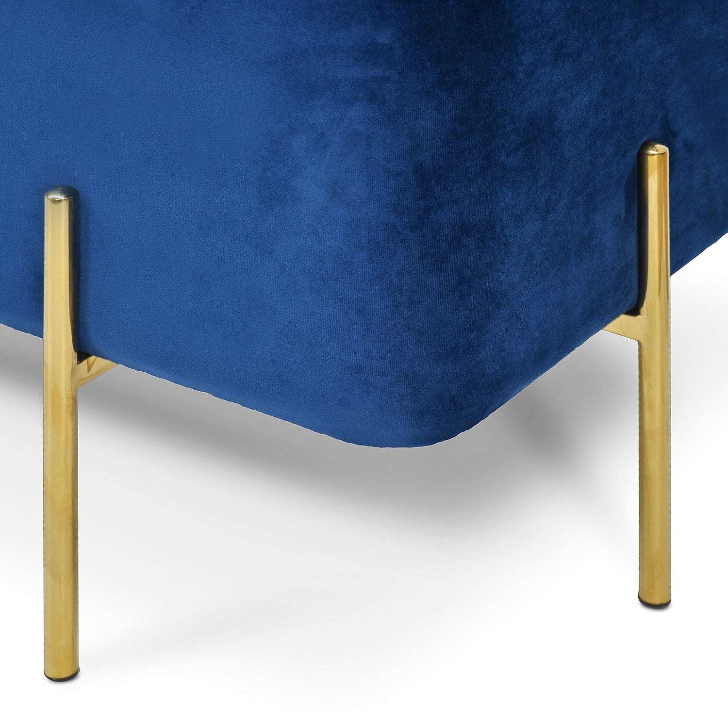 Lila Ottoman - Blue Velvet Seat - Ottomans