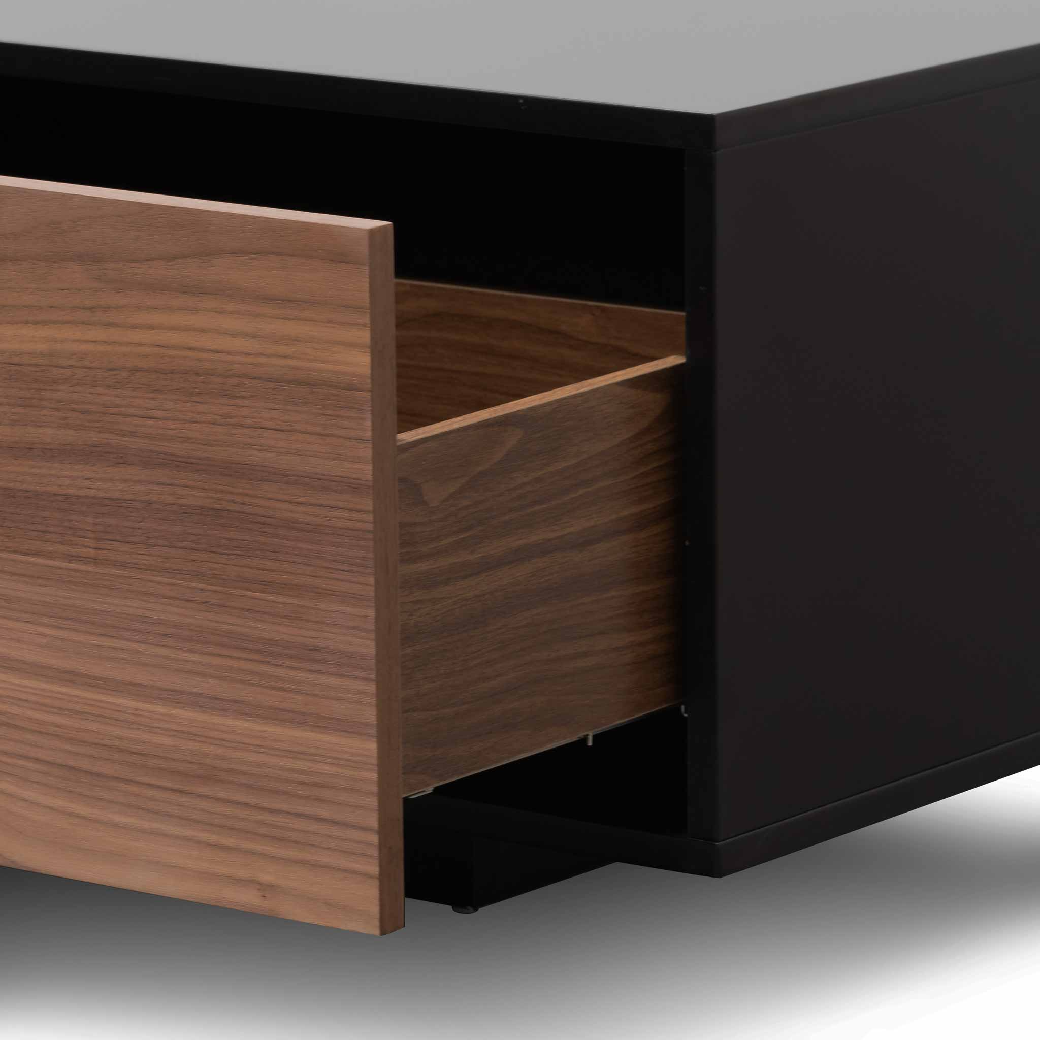 Lila Wooden Entertainment Unit - Black with Walnut Finish - TV Units