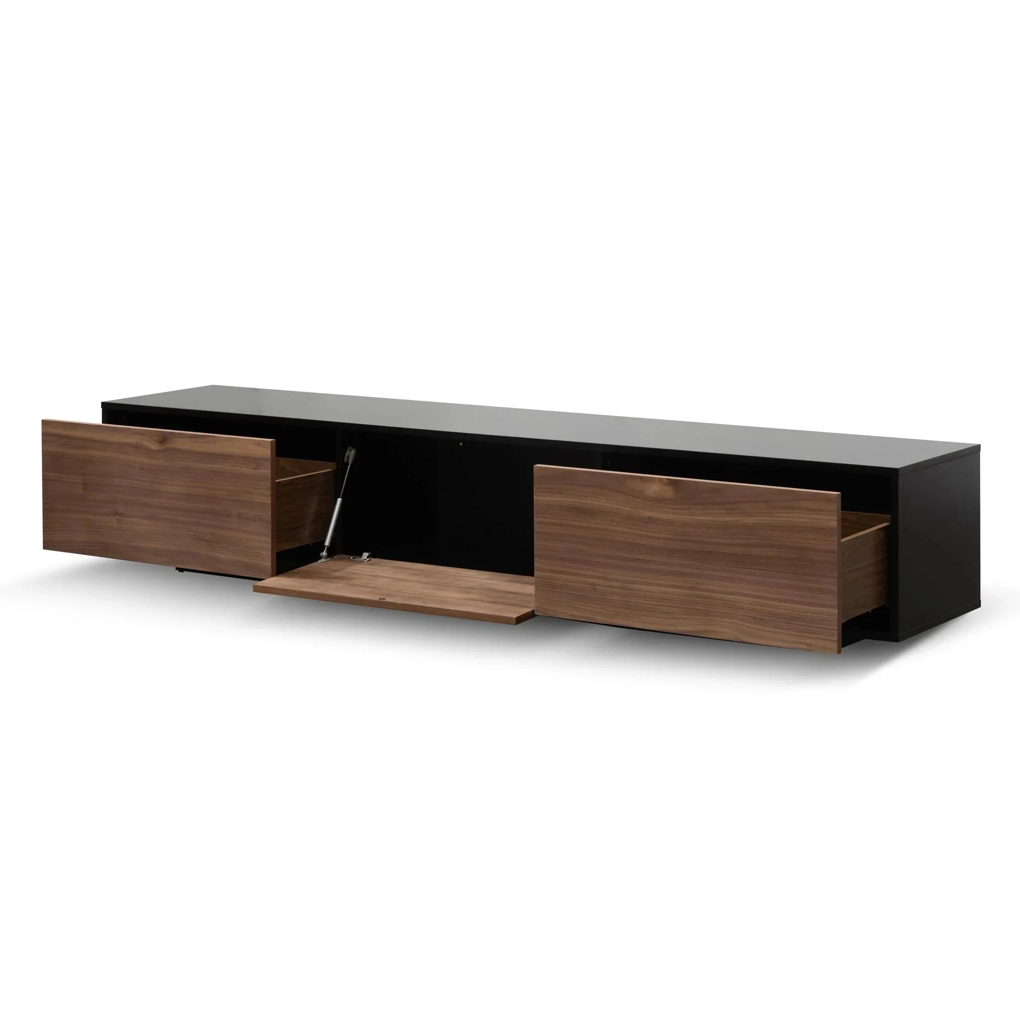 Lila Wooden Entertainment Unit - Black with Walnut Finish - TV Units